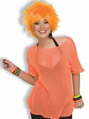 Neon Orange Mesh Shirt - 80's Costumes